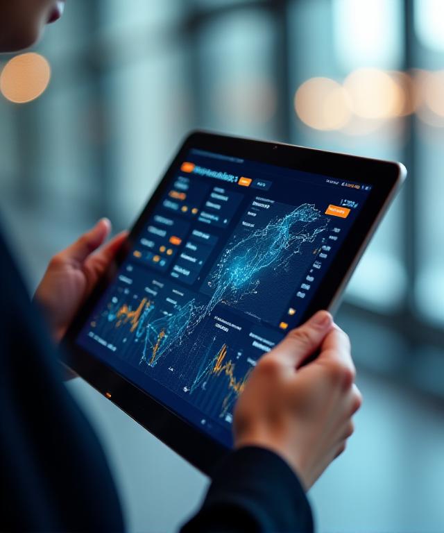 Futuristic logistics dashboard with wind-inspired data visualizations